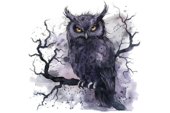 Download Gothic Owl. Watercolor. Sublimation PNG - Gothic Collection