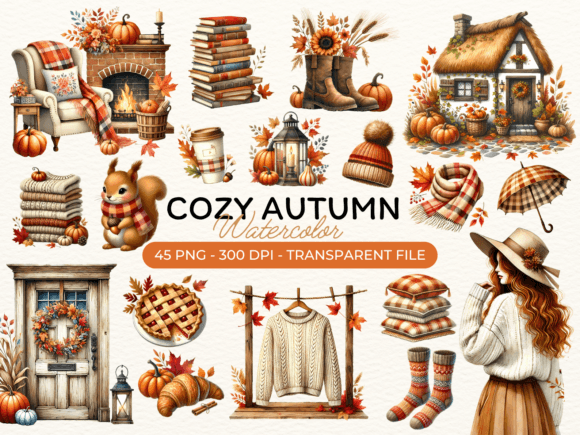Download Cozy Autumn Clipart PNG Bundle - Premium Resources