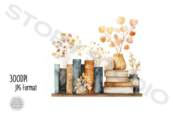 Download Autumn Book Shelf Fall Decor Clipart Set - Fall Collection