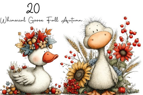 Download Whimsical Goose Fall Autumn Clipart - Fall Collection