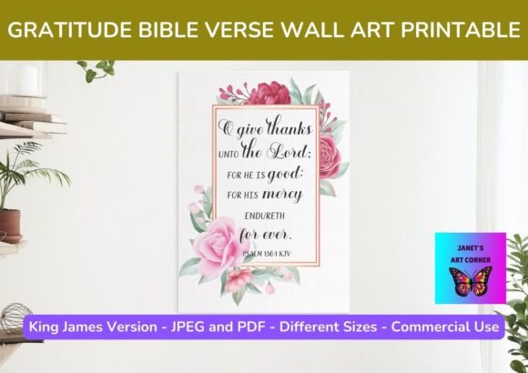 Download Gratitude Bible Verse Wall Art Printable - Bible verse wall art Collection