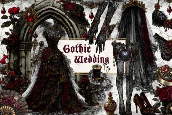 Download Gothic Wedding Clipart - Gothic Collection