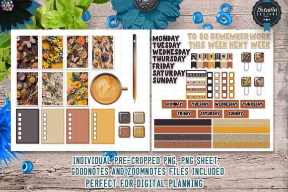Download Fall Floral Digital Stickers - Fall floral Collection