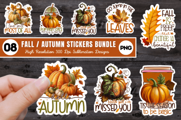 Download Fall Autumn Printable Stickers Bundle - Fall Collection