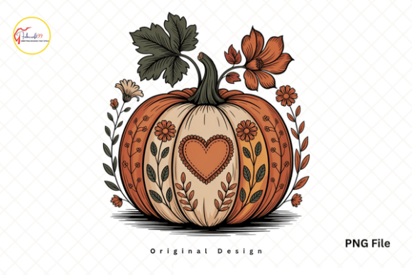 Download Boho Cottagecore Fall Floral Pumpkin PNG - Fall floral Collection