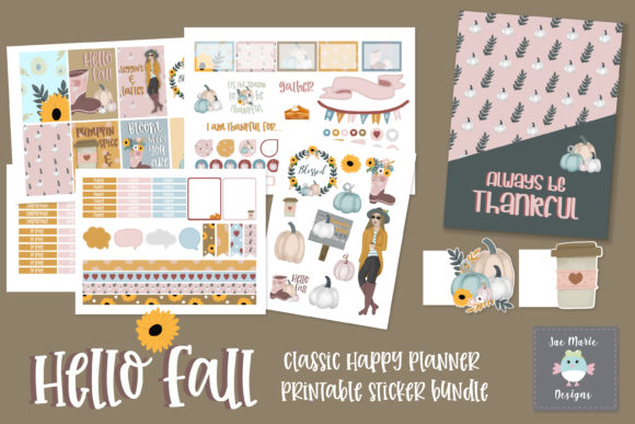 Download Hello Fall Printable Planner Stickers - Fall Collection