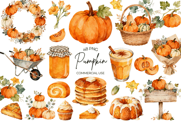 Download Watercolor Pumpkin Clipart Autumn Fall - Fall Collection