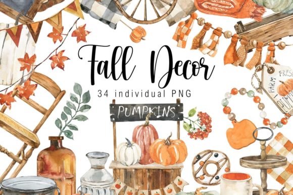 Download Watercolor Fall Decor Clipart - Fall Collection
