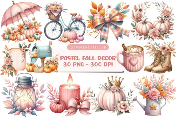 Download Pastel Fall Decor Clipart Bundle - Fall Collection