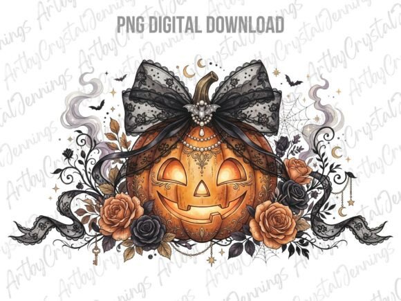 Download Gothic Coquette Pumpkin Halloween PNG - Gothic Collection