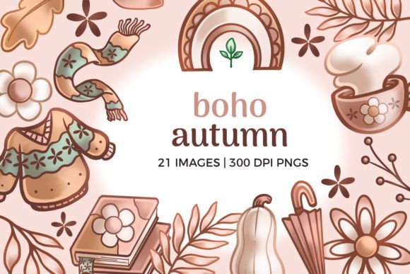 Download Boho Fall Clipart Illustrations - Premium Bundle